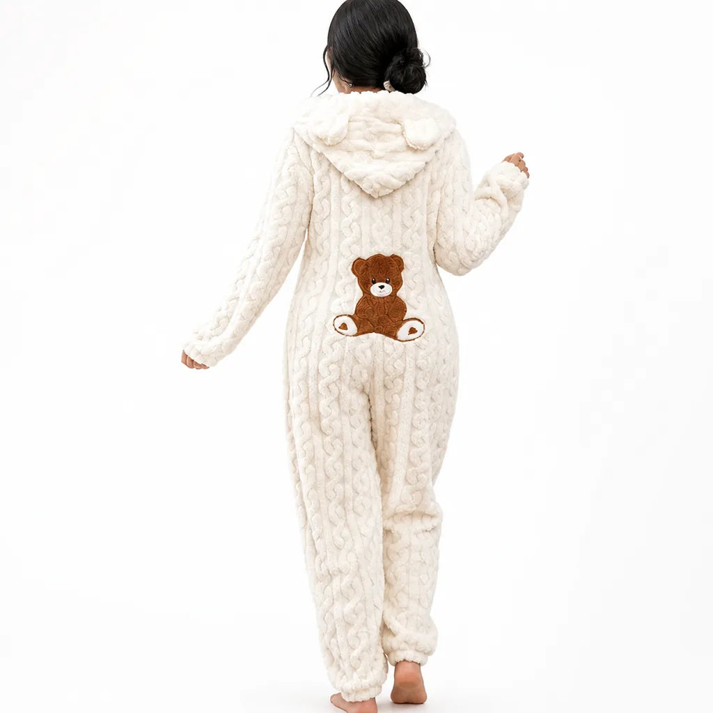 CubbyCozy™ Hooded Bear-Ear Fleece Onesie