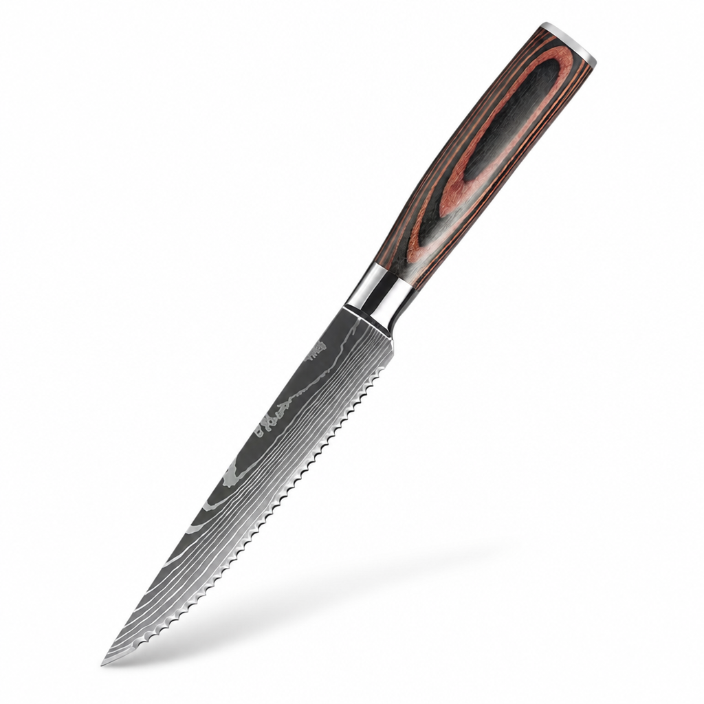 Kaizora™ 9-Piece Damascus-Pattern Knife Set — Sharp, Precise Slicing