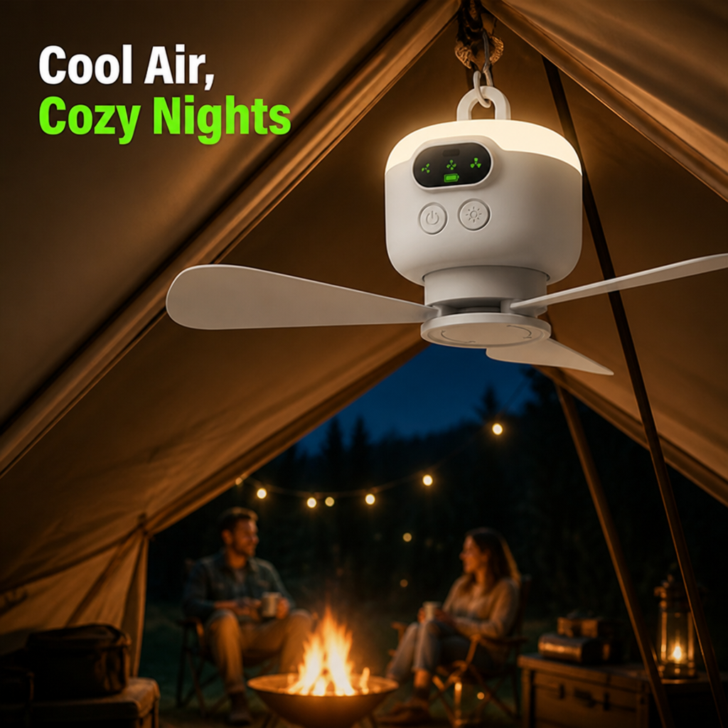 BreezeHalo™ Rechargeable Ceiling Fan with LED Light — Cordless Cooling Anywhere