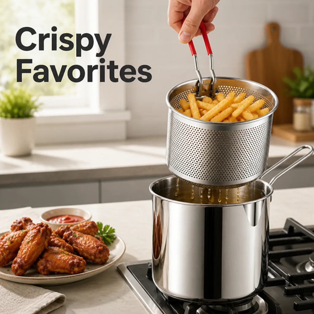 CrispPot™ Mini Stainless Steel Deep Fry Pot with Basket