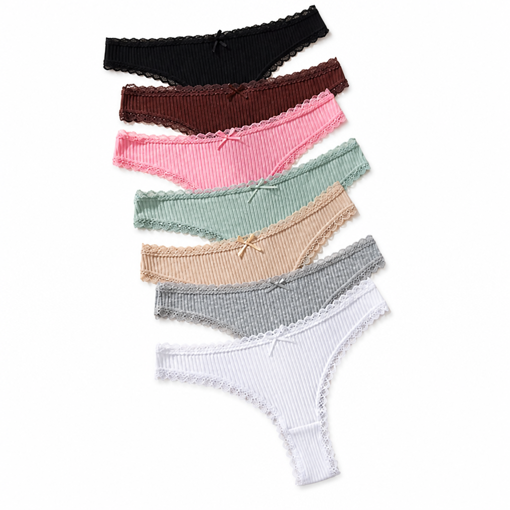 Laceloom™ Cotton & Lace Thong Set — Soft Everyday Comfort