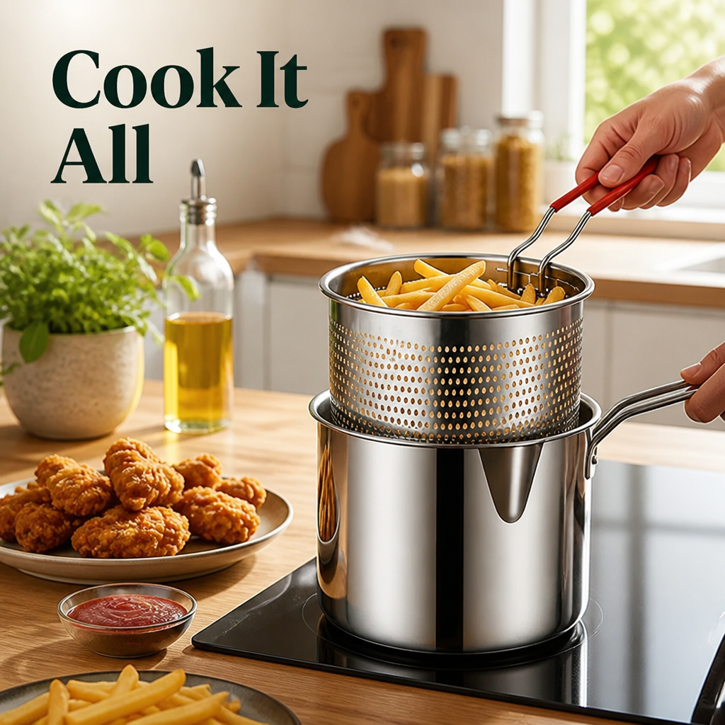 FryFlow™ — Stainless Steel Frying Basket