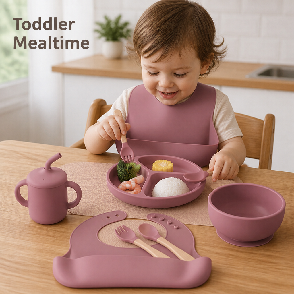 TotTable™ Toddler Silicone Feeding Set — Mess-Free Self-Feeding