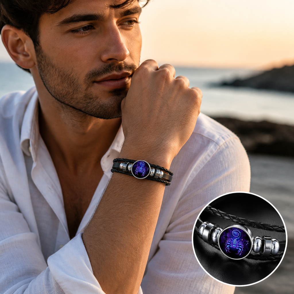 MystiGlow™ — Blue Crystal Leather Bracelet