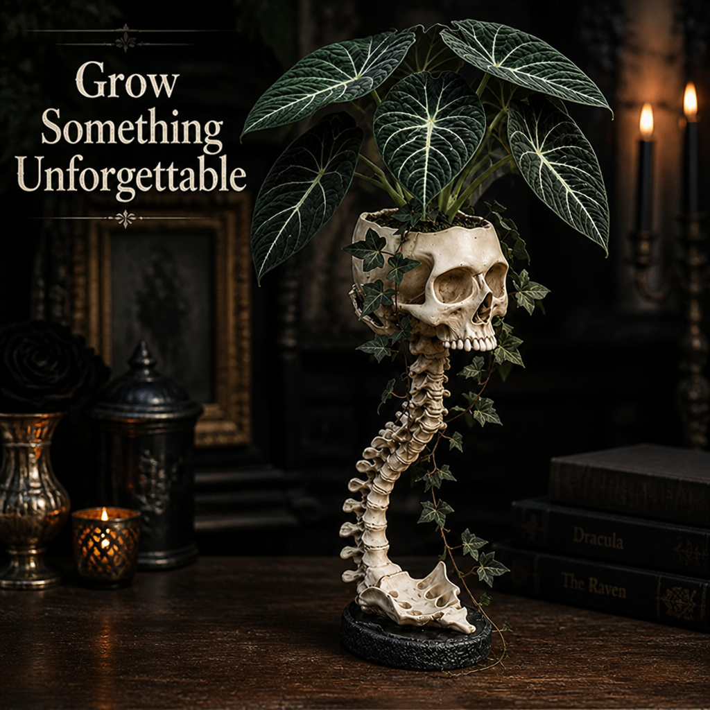 BoneBloom Natural Bone skull planter