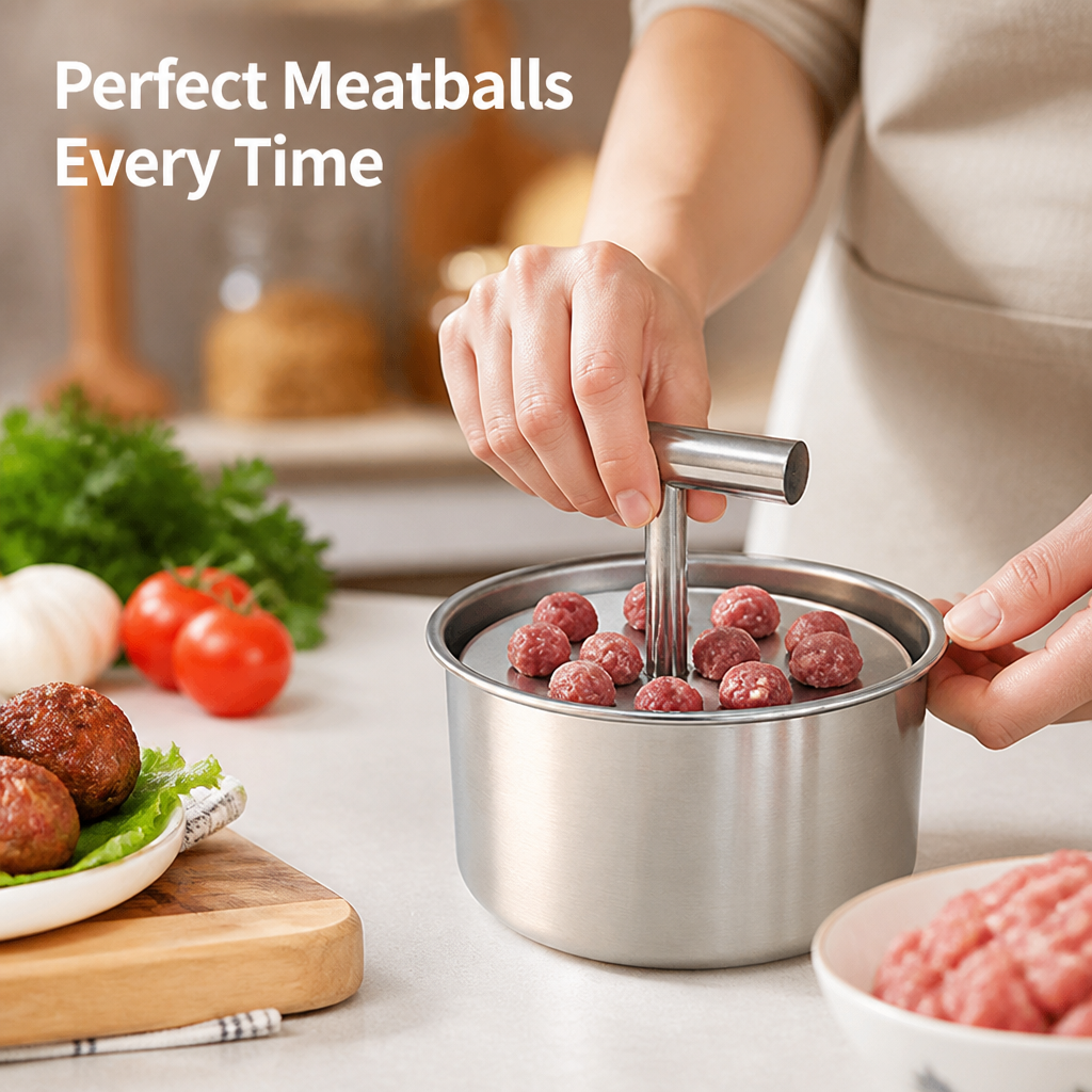 RoundRight™ Stainless Steel Meatball Maker — Perfect Uniform Meatballs