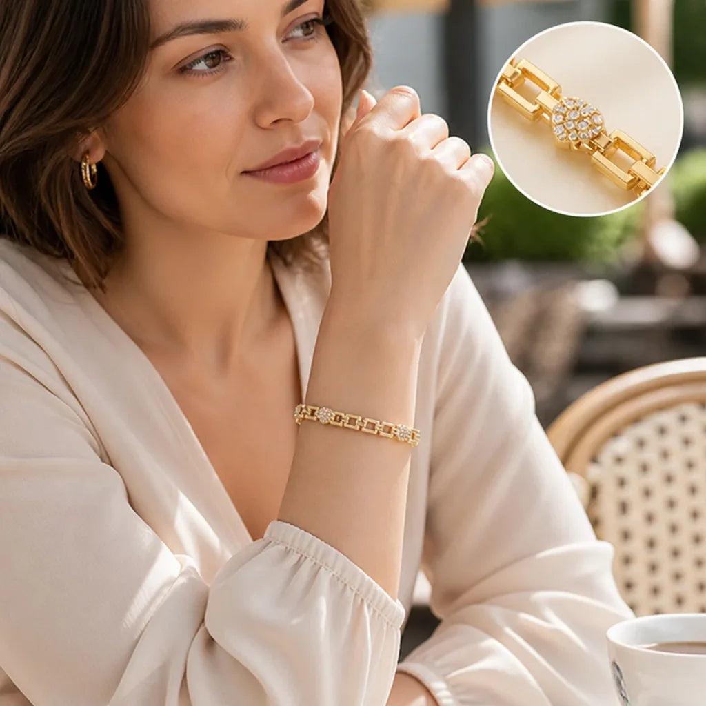 HeartLink rhinestone gold bracelet