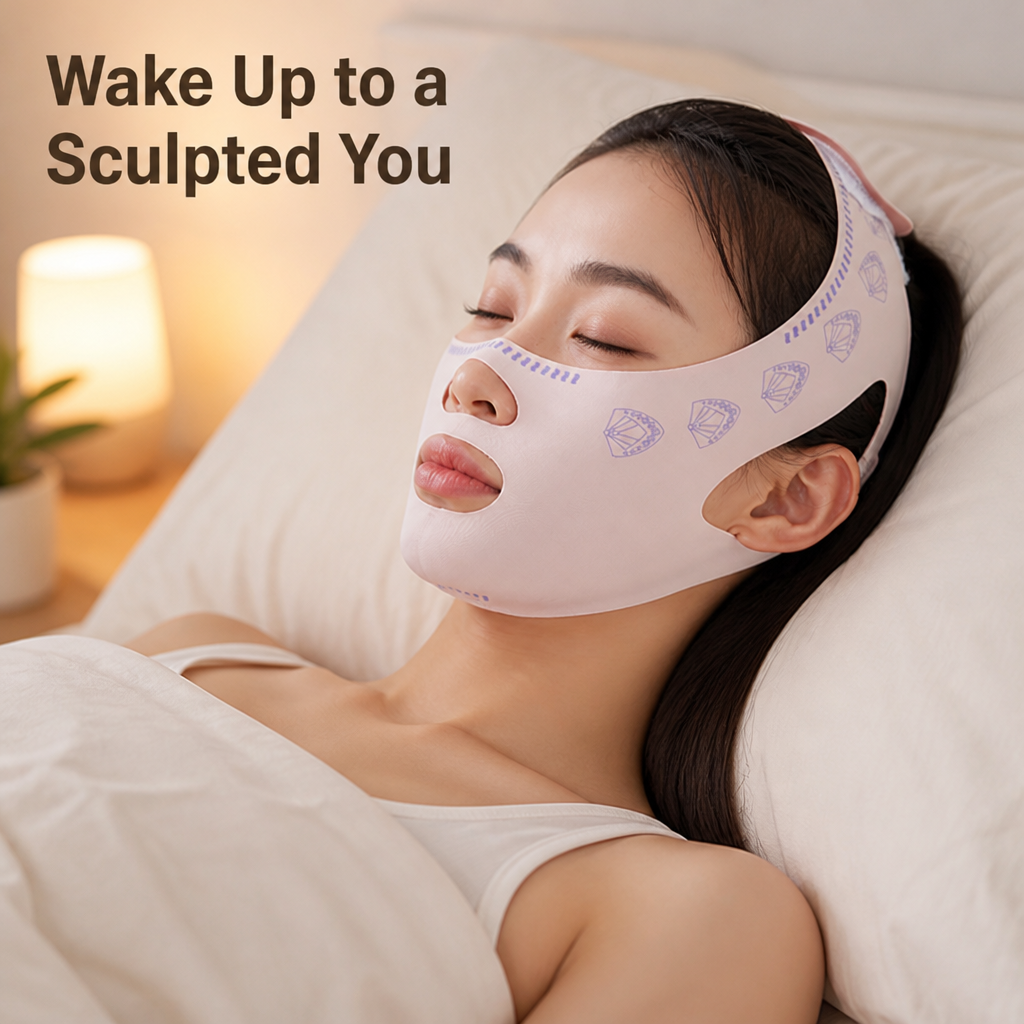 SculptNap™ V-Line Face Wrap — Soft Overnight Contour Strap