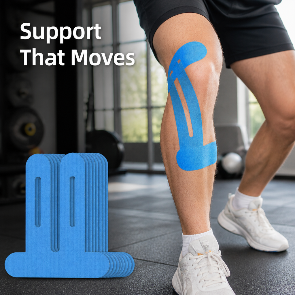KneeWrap™ Pre-Cut Knee Kinesiology Tape — Stretchy Support Strips
