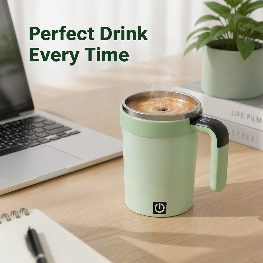 SwirlSip™ Self-Stirring Mug — Mix Drinks Hands-Free