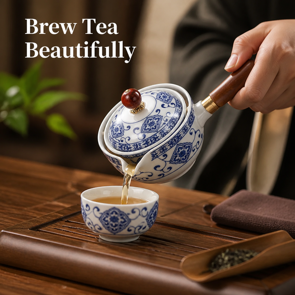 TeaSwirl™ 360° Rotating Teapot Set with Built-In Filter