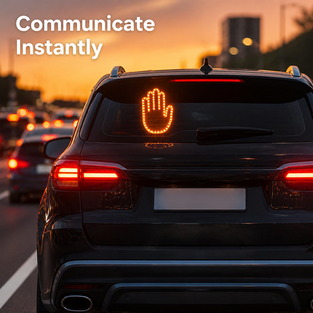 WaveLite™ Car Gesture Light — Remote-Control LED Window Sign