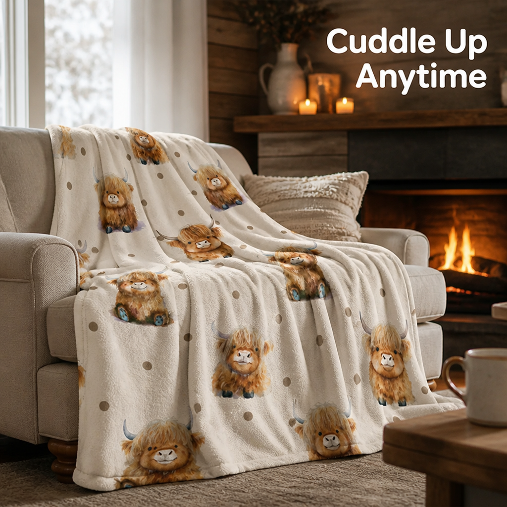 CozyHerd™ Highland Cow Fleece Blanket — Featherlight Cozy Warmth