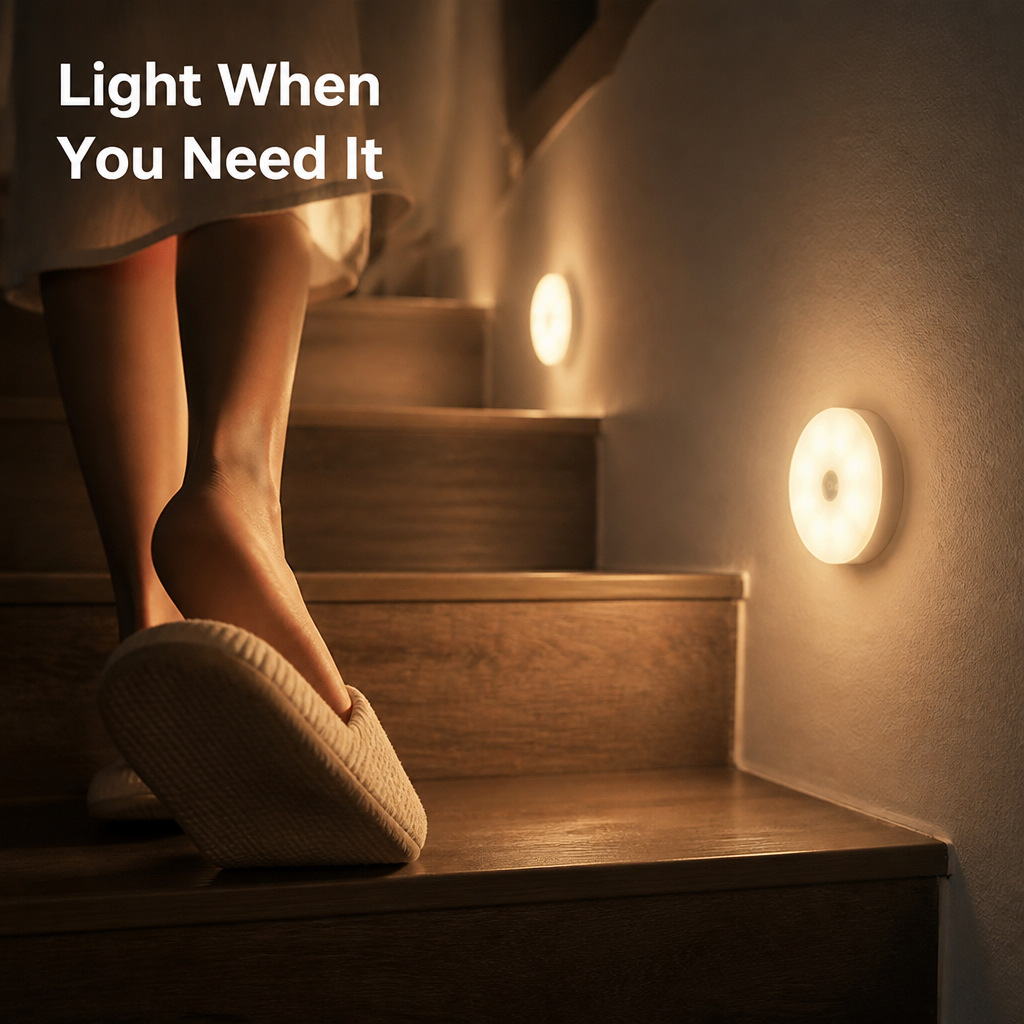 PathGlow™ — Hands-Free Stairway Night Light