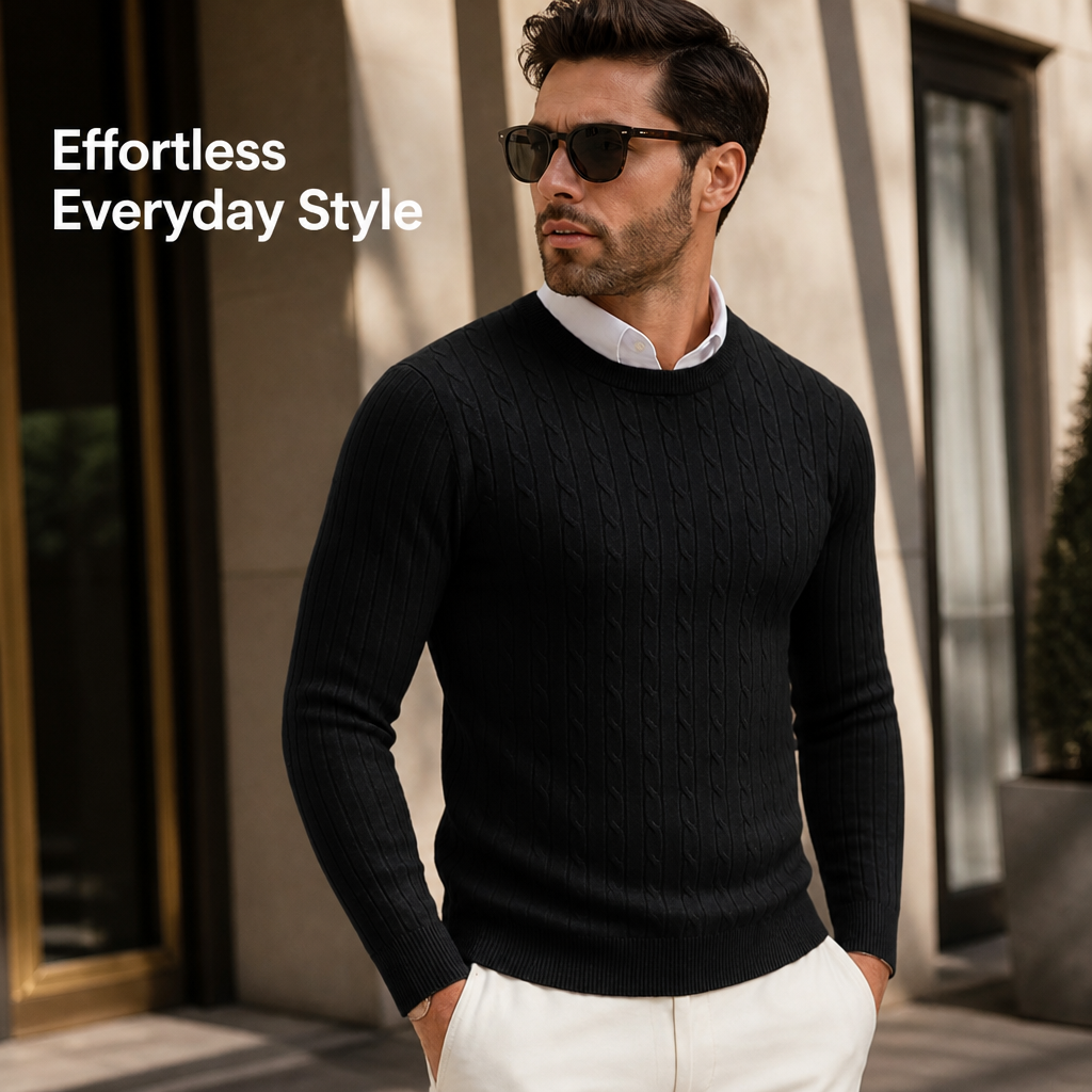 Thornbury™ Men's Cable-Knit Crew Sweater — Warm Everyday Style