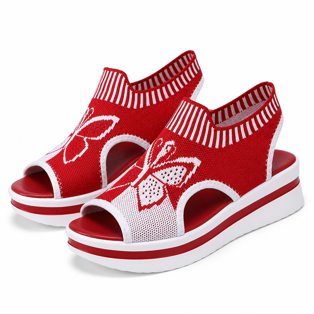 FlutterStep™ Women's Butterfly Knit Platform Sandals — Breathable All-Day Comfort