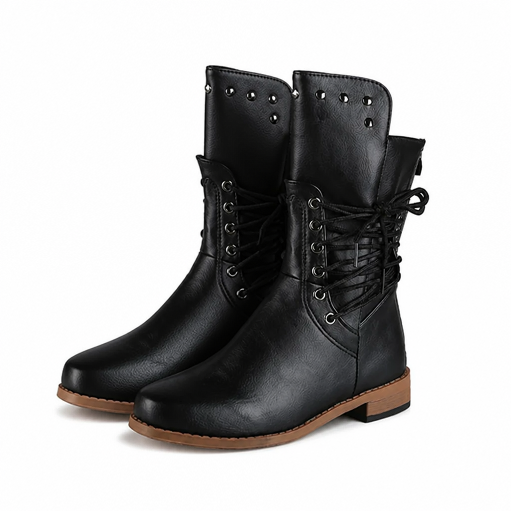 Calloway™ Women's Lace-Up Mid-Calf Boots — Studded Everyday Style