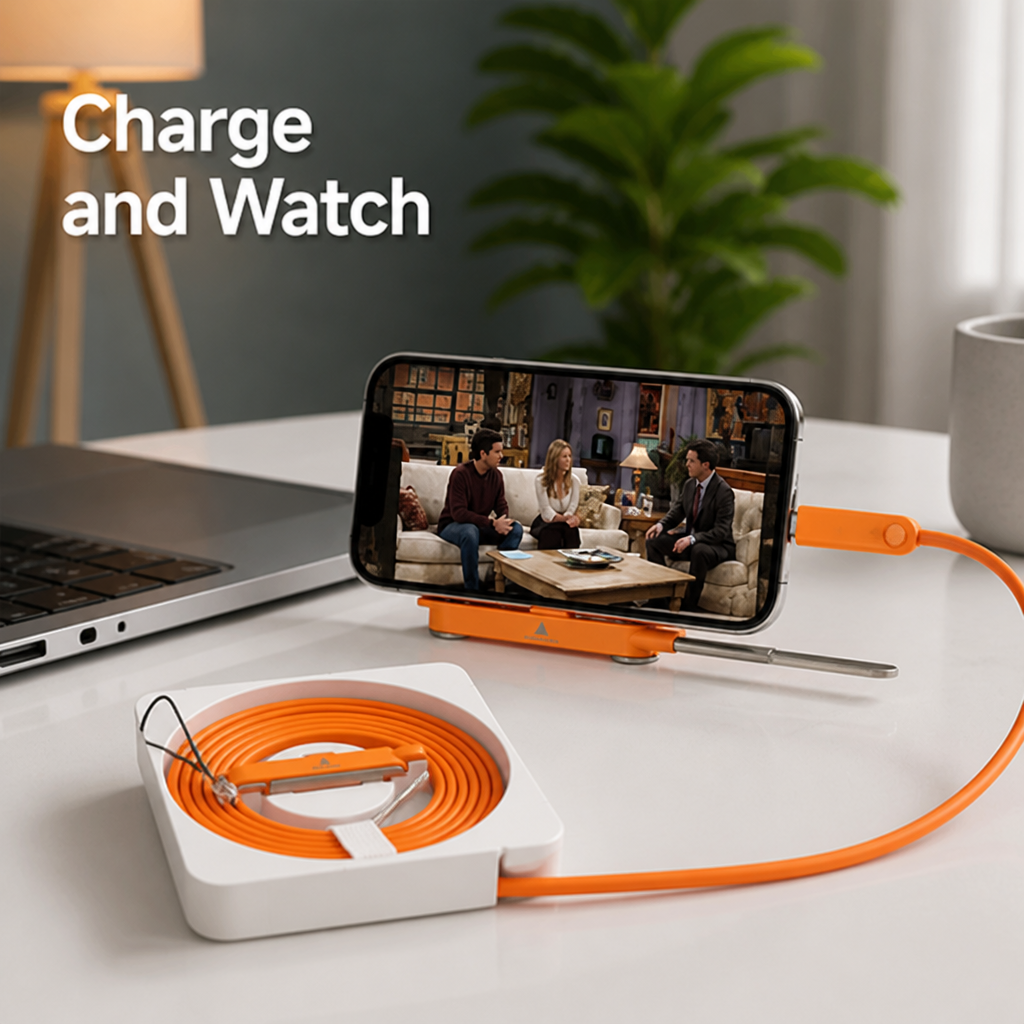 ChargeFold™ 2-in-1 Fast Charging Cable with Hidden Phone Stand