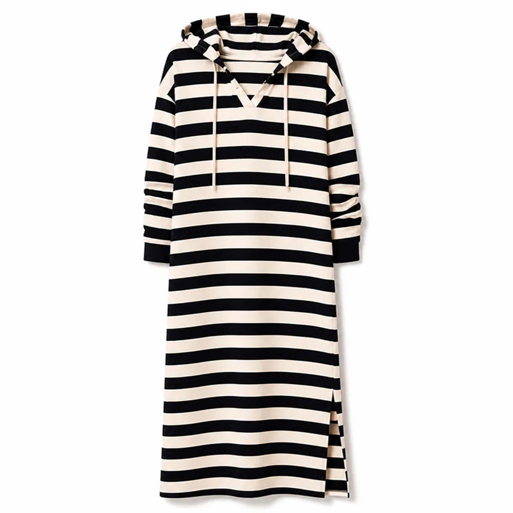 Marinette™ Striped Hooded Midi Dress