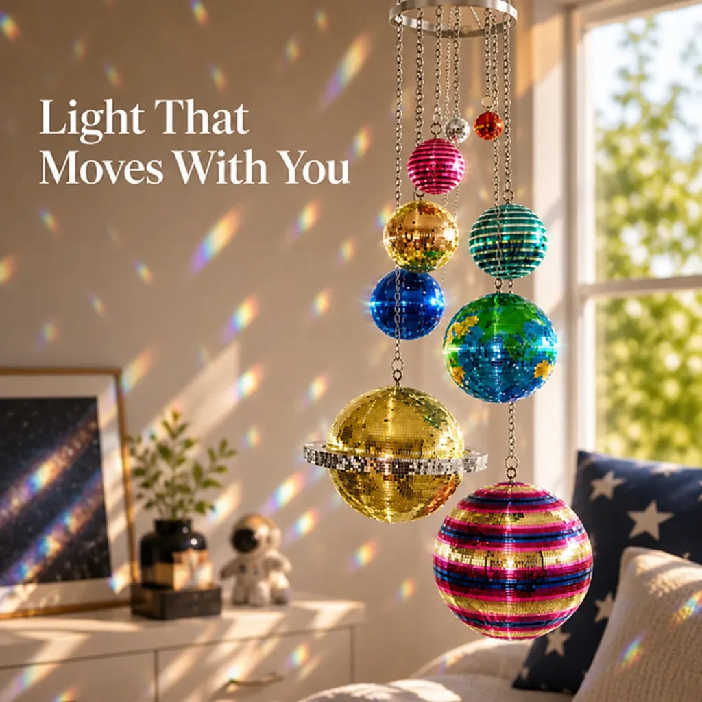 OrbiGlow™ Hanging Prism Orb Mobile — Light-Catching Room Decor