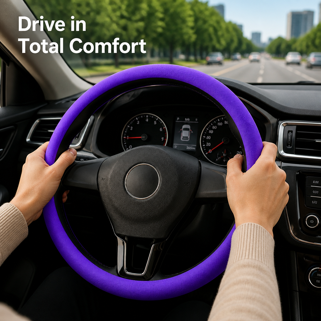 SteerSoft™ Silicone Steering Wheel Cover — Comfortable Grip