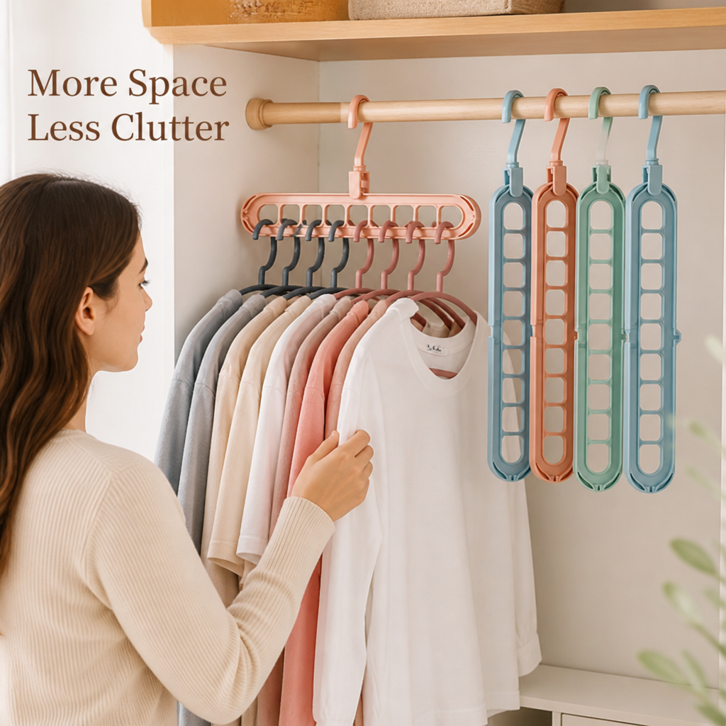 HangStack™ 9-Hole Hanger Organizers — Space-Saving Closet