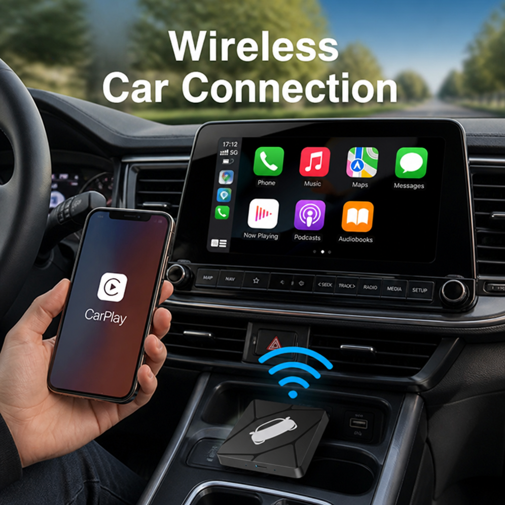 DriveLink™ Wireless CarPlay & Android Auto Adapter — Plug & Play