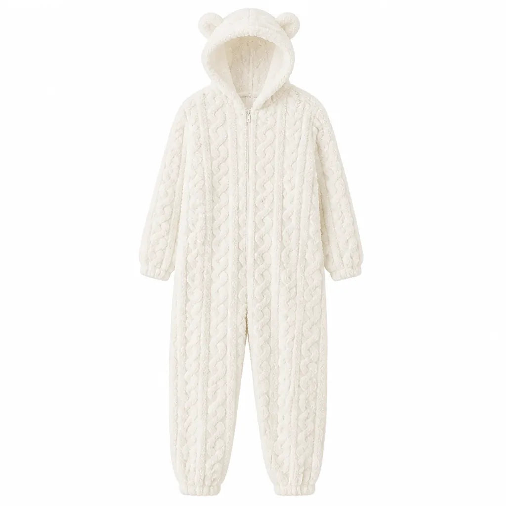 CubbyCozy™ Hooded Bear-Ear Fleece Onesie