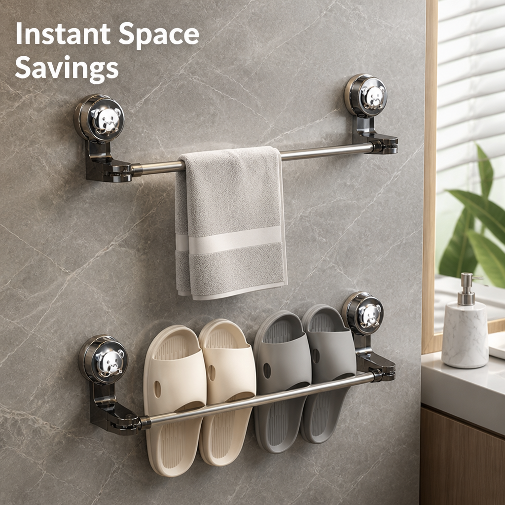 SuctionRail™ No-Drill Suction Towel Bar — Easy Bathroom Storage