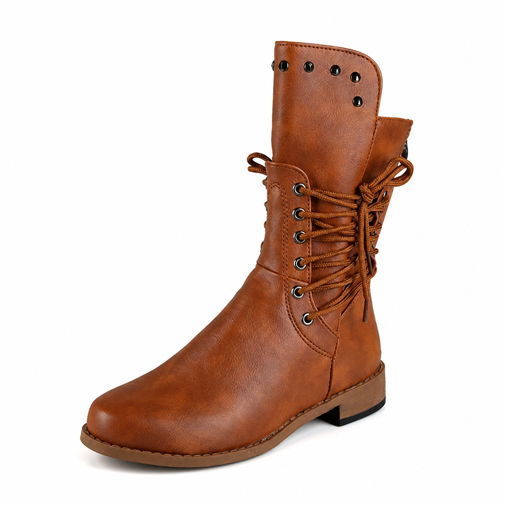 Calloway™ Women's Lace-Up Mid-Calf Boots — Studded Everyday Style