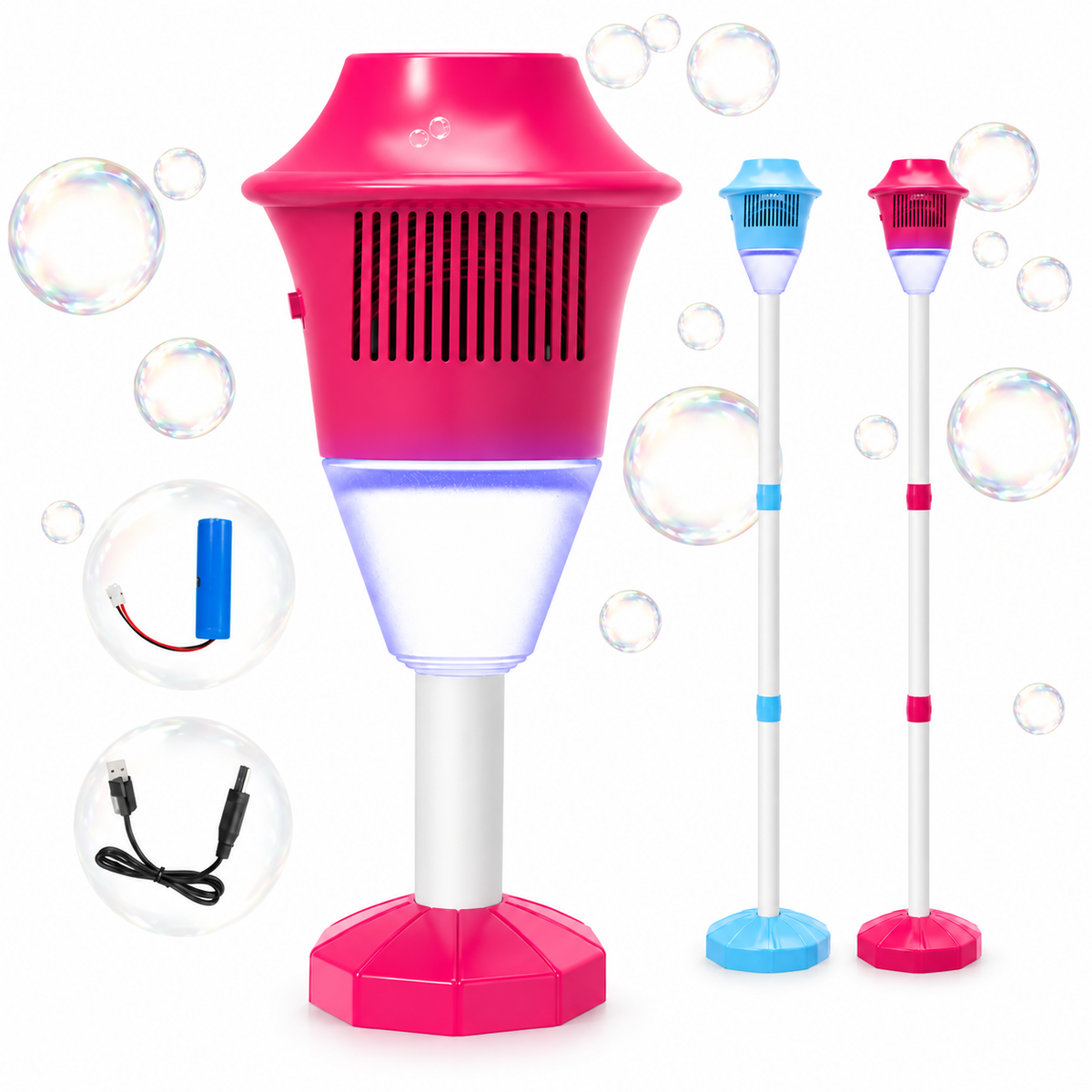BubbleTower™ Bubble Machine Stand — Lights, Music & Bubbles