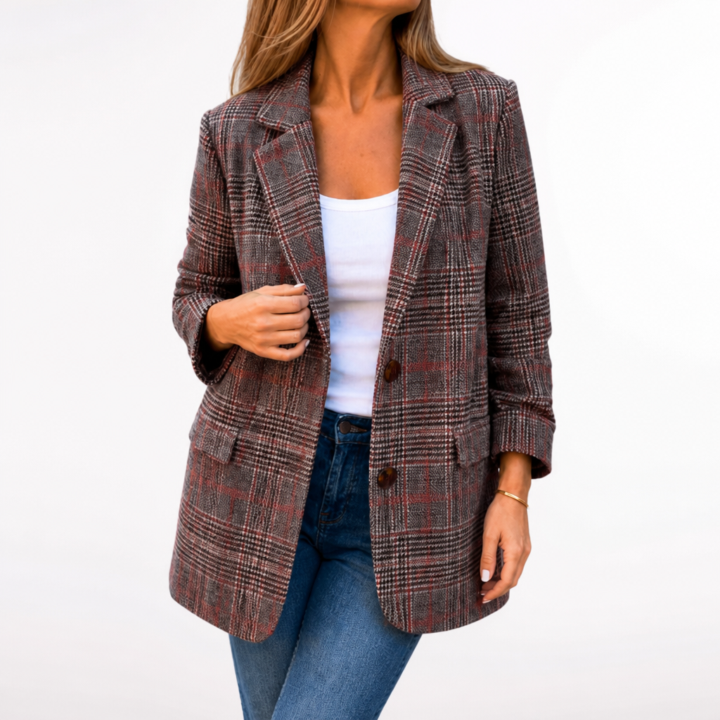GraceFit™ — Women’s Tailored Plaid Blazer