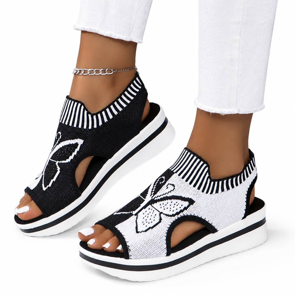 FlutterStep™ Women's Butterfly Knit Platform Sandals — Breathable All-Day Comfort