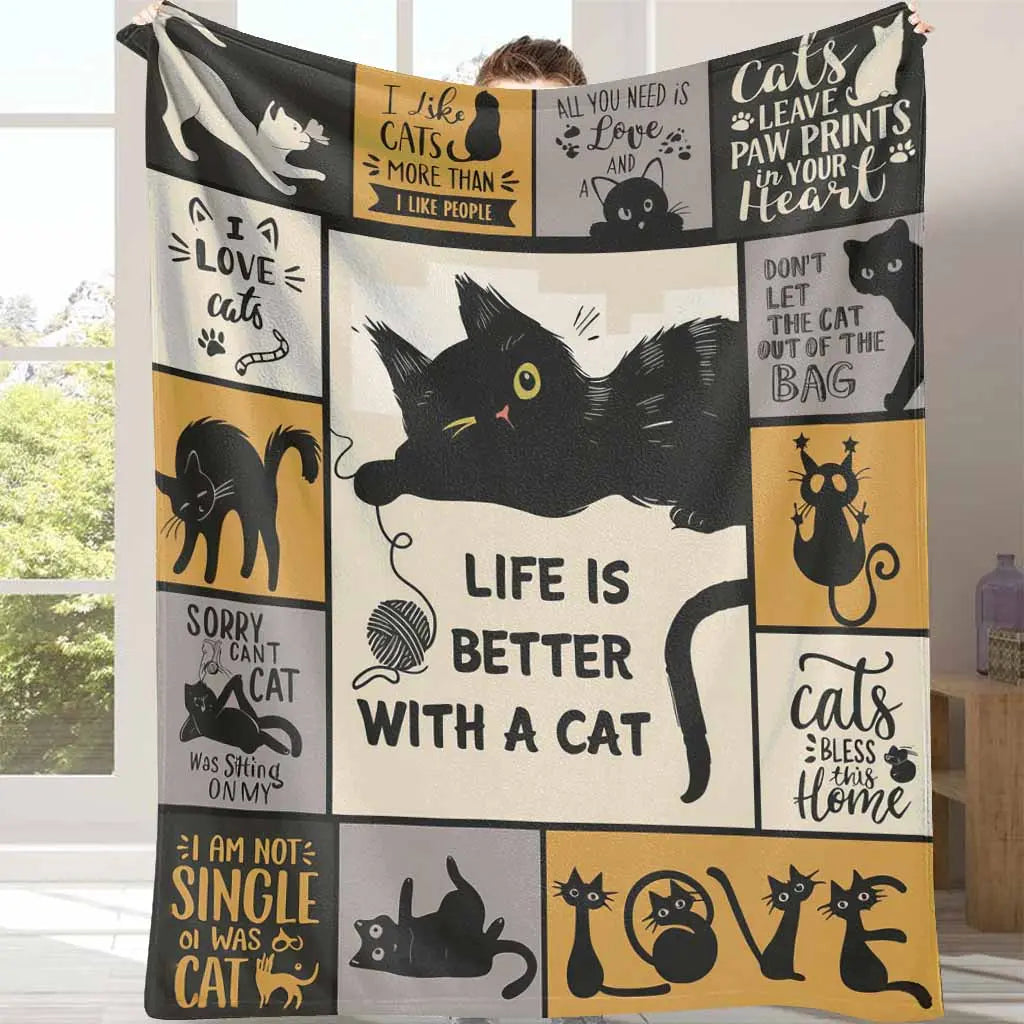 FelineCharm™ — Cozy Cat Pattern Blanket