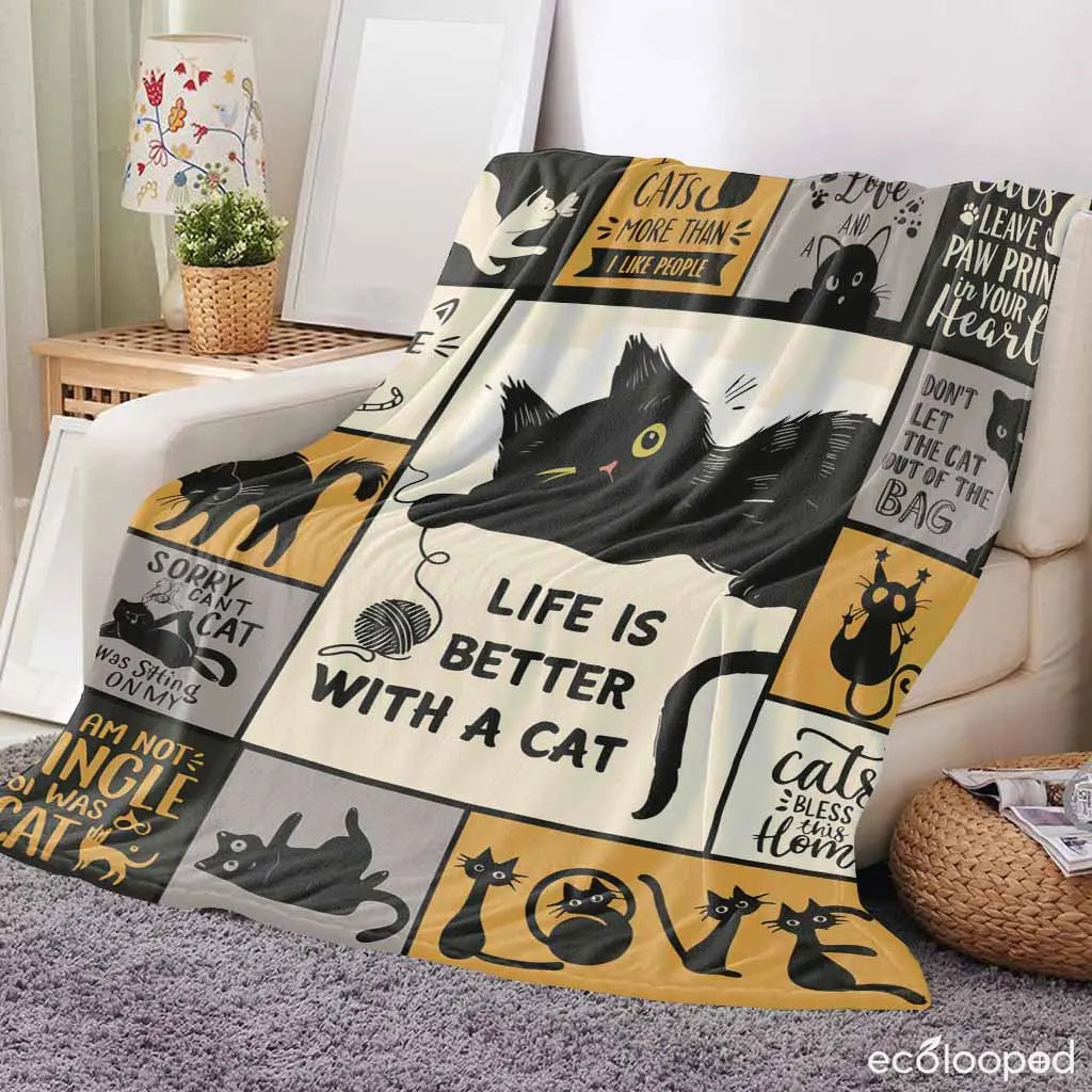 FelineCharm™ — Cozy Cat Pattern Blanket