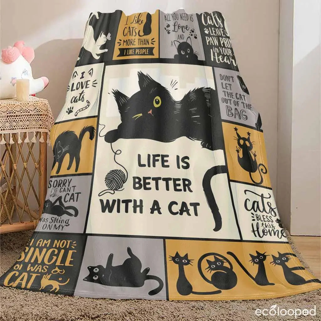 FelineCharm™ — Cozy Cat Pattern Blanket