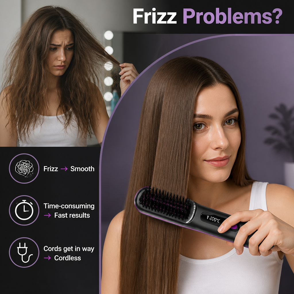 SleekMuse™ Cordless Hair Straightening Brush — Smooth Hair On The Go