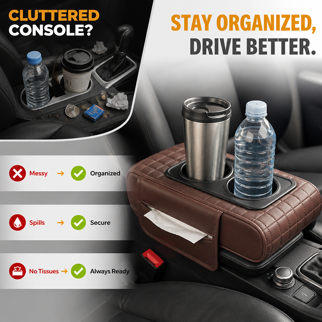 ConsoleNest™ Car Console Organizer — Keep Drinks And Tissues Close