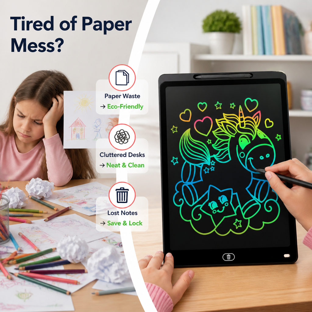 SketchGlow™ 20" Multi-Color LCD Writing Board — Reusable Doodle Pad