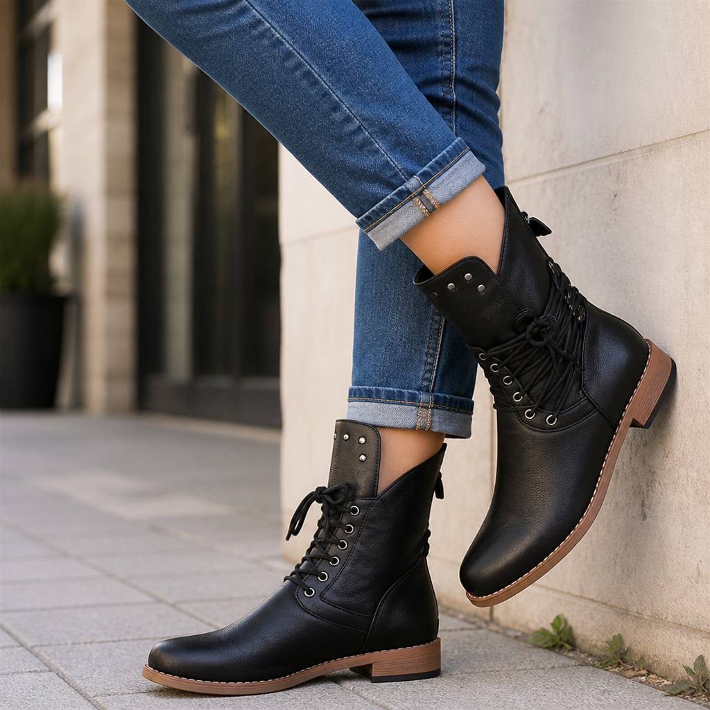 Calloway™ Women's Lace-Up Mid-Calf Boots — Studded Everyday Style