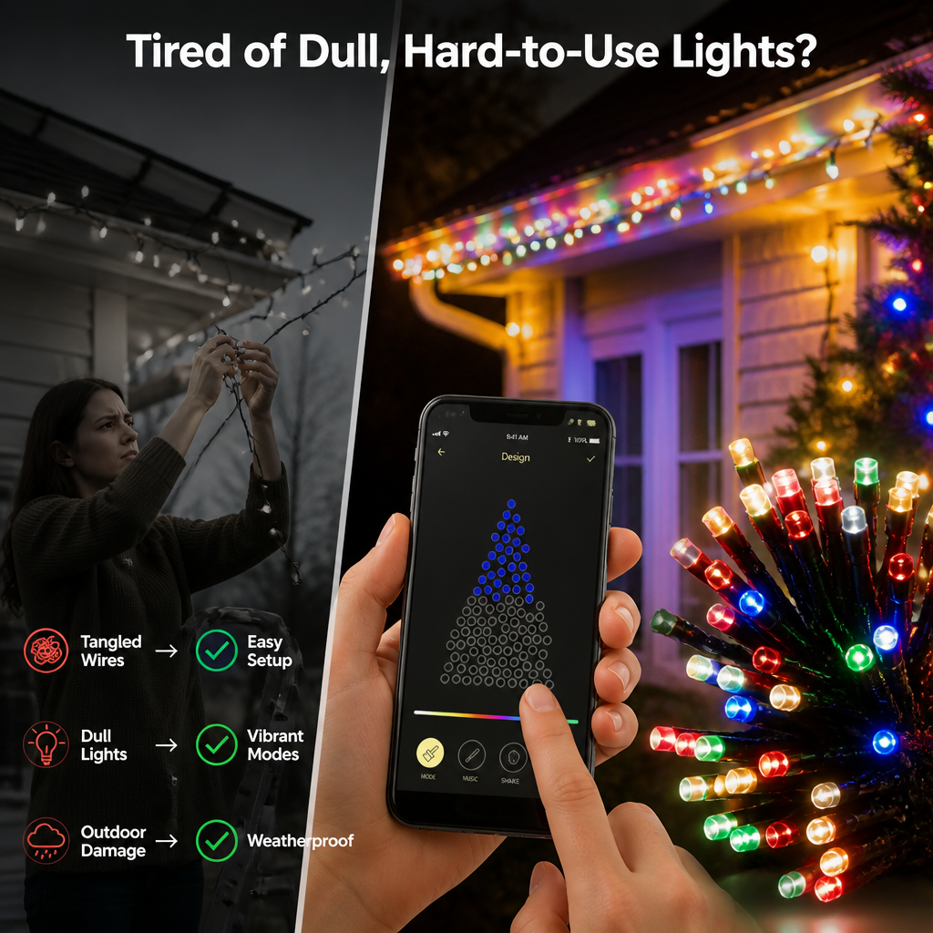 TwinkleSync™ App-Controlled String Lights — Festive Color Glow