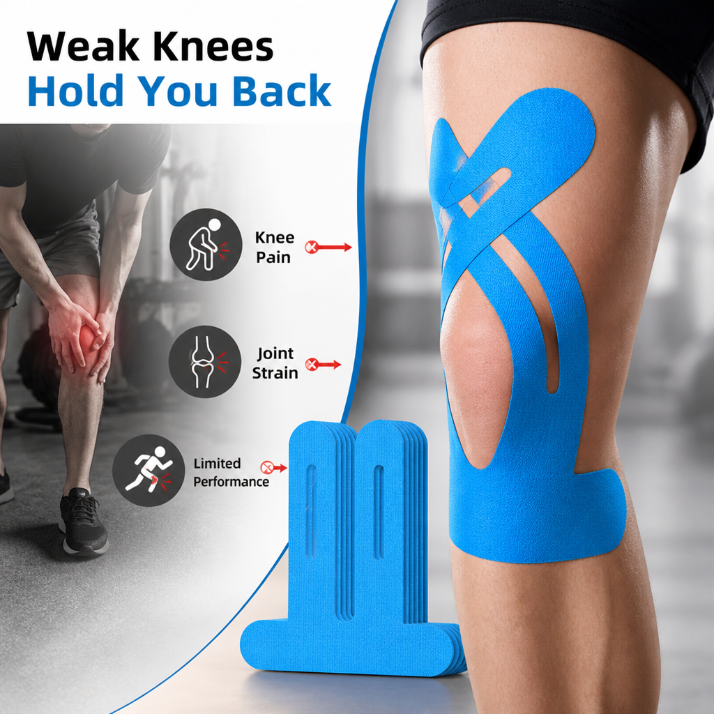 KneeWrap™ Pre-Cut Knee Kinesiology Tape — Stretchy Support Strips