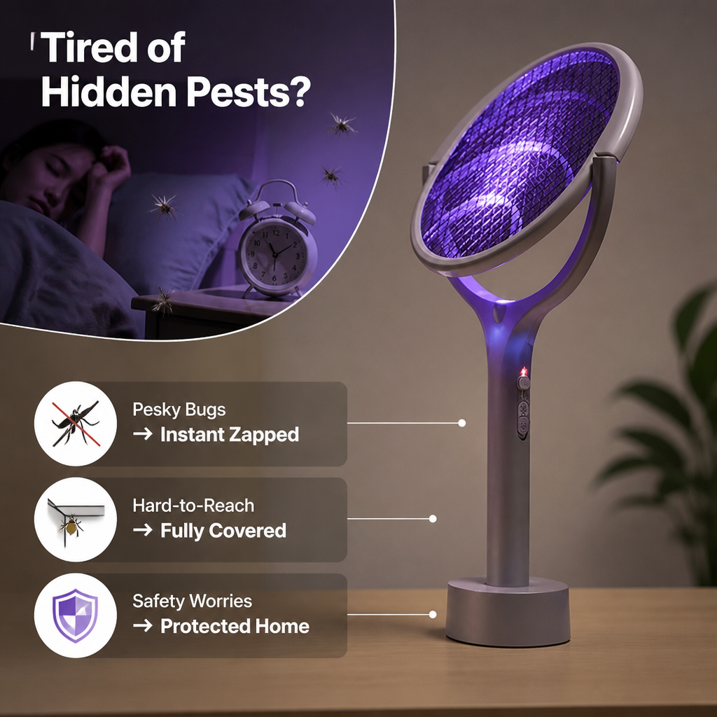 ZapReach™ Electric Bug Zapper Racket — Reach Bugs Anywhere