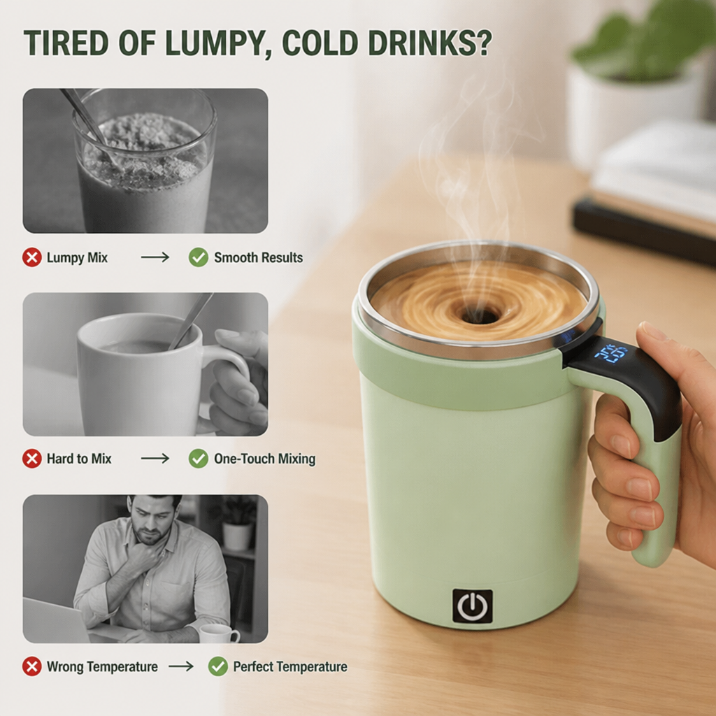 SwirlSip™ Self-Stirring Mug — Mix Drinks Hands-Free