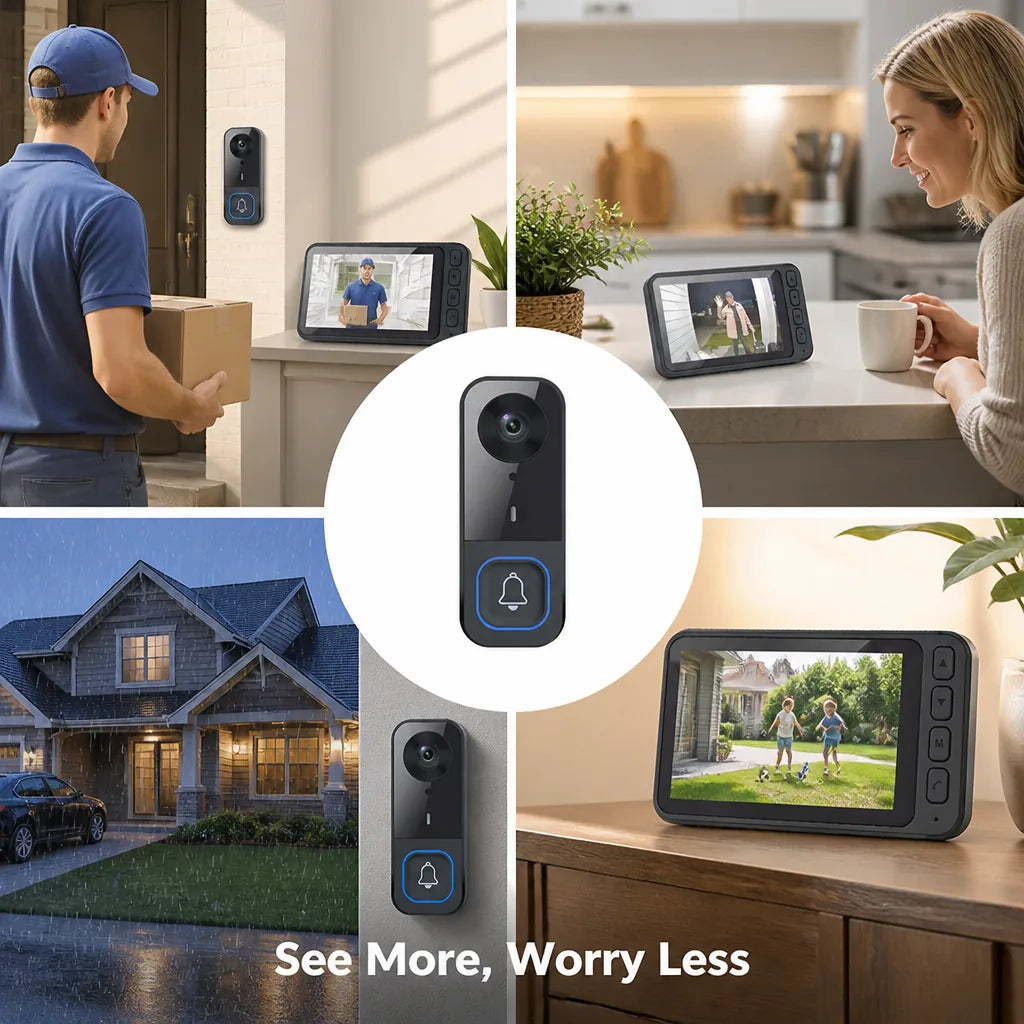 GateView™ Wireless 1080P Video Doorbell with 4.3" Monitor