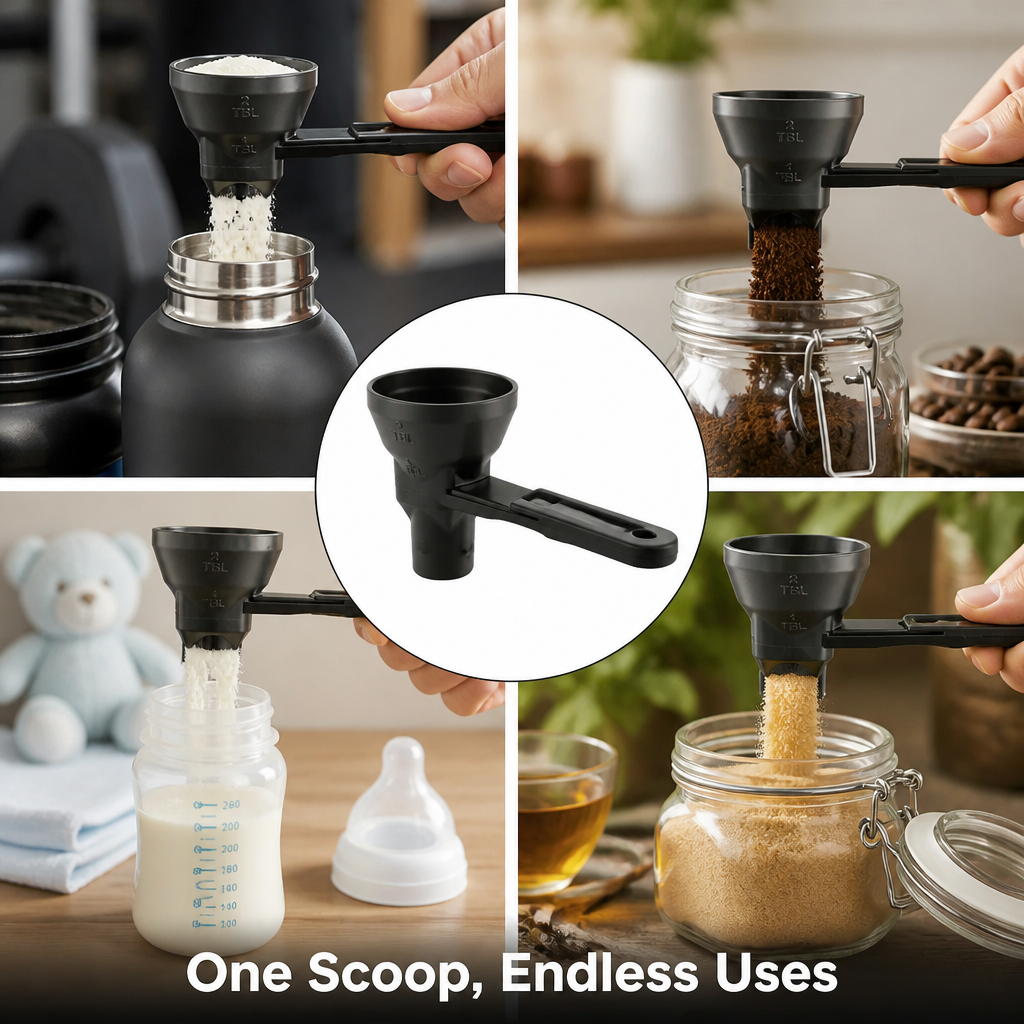 Pourfinch™ Funnel Measuring Scoop — Pour Without Spills