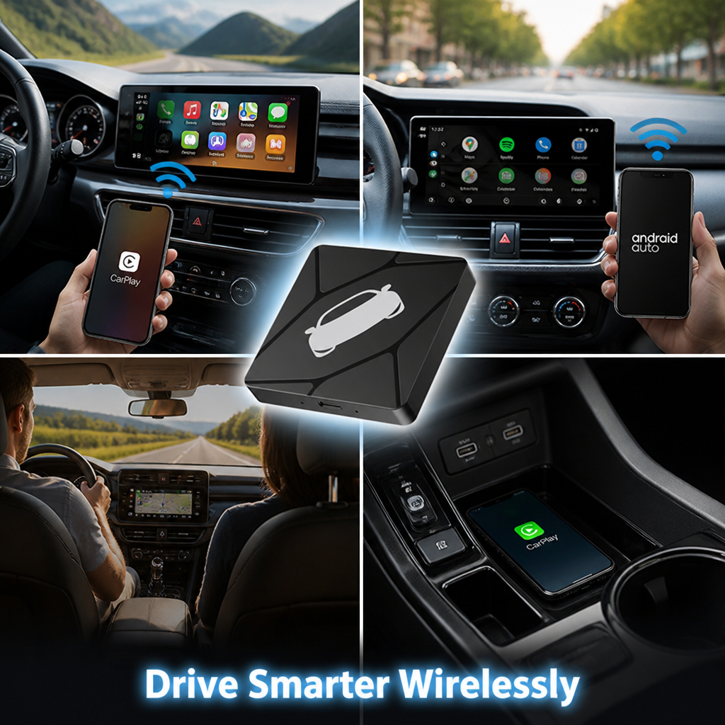 DriveLink™ Wireless CarPlay & Android Auto Adapter — Plug & Play