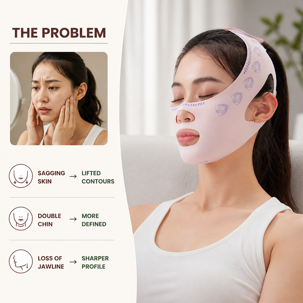 SculptNap™ V-Line Face Wrap — Soft Overnight Contour Strap
