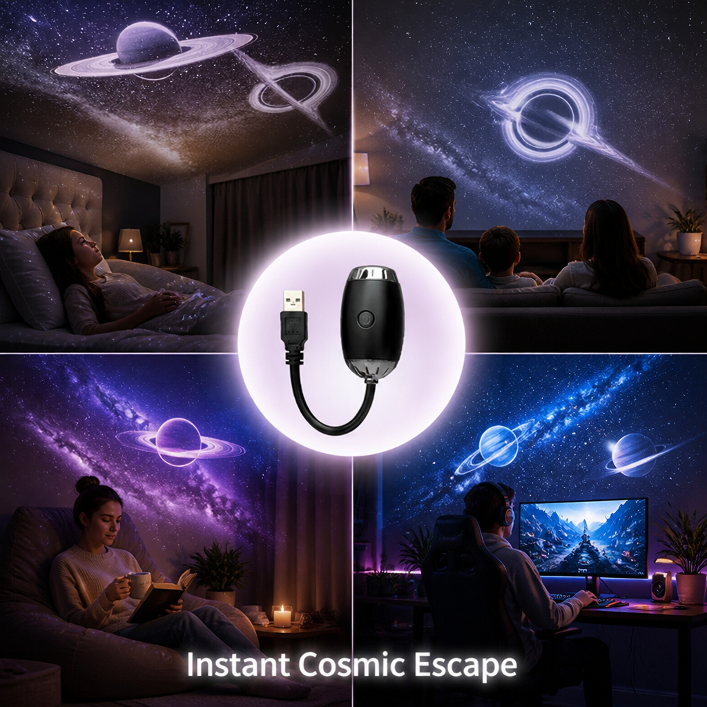 StarDrift™ Mini Galaxy Projector — USB Starry Night Light