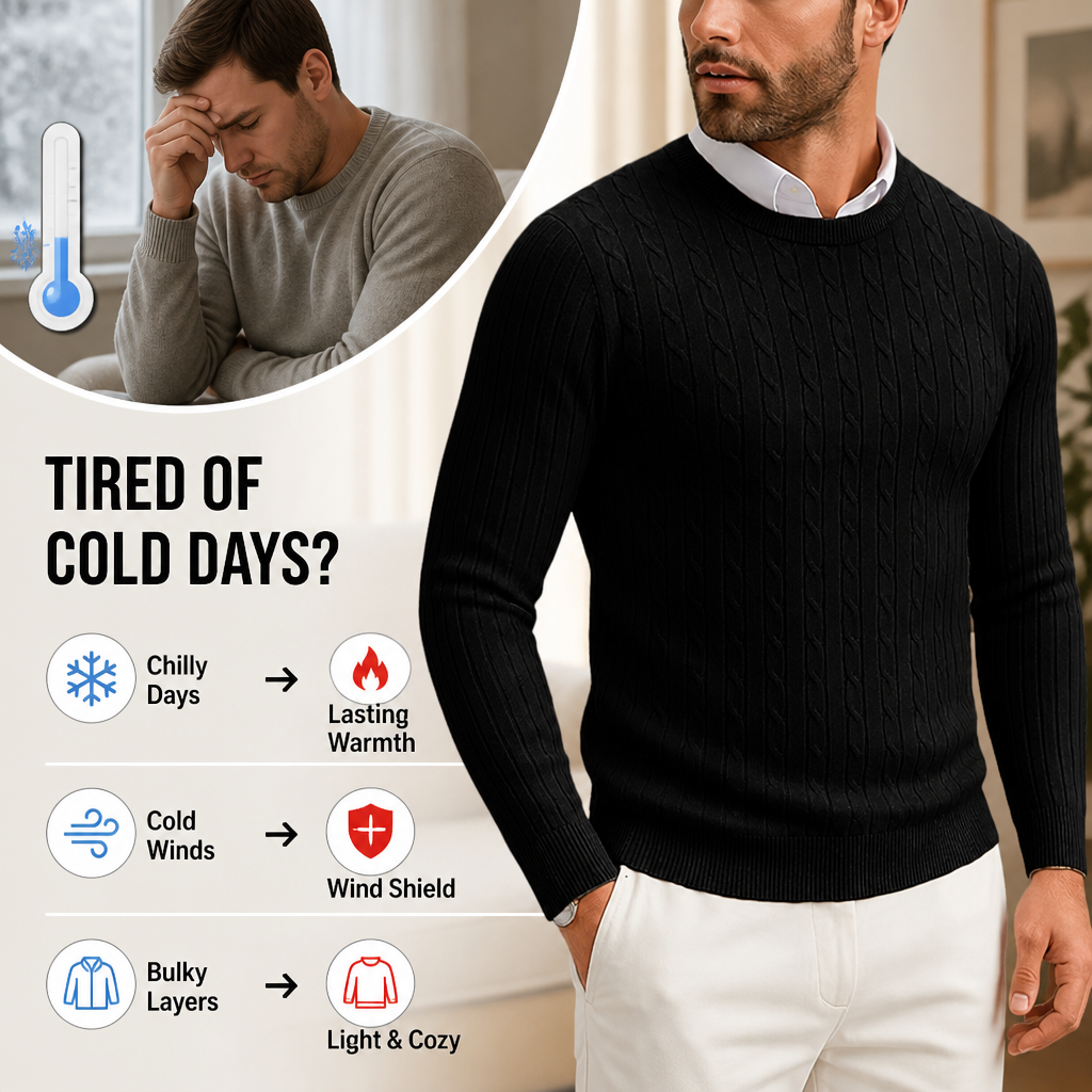 Thornbury™ Men's Cable-Knit Crew Sweater — Warm Everyday Style